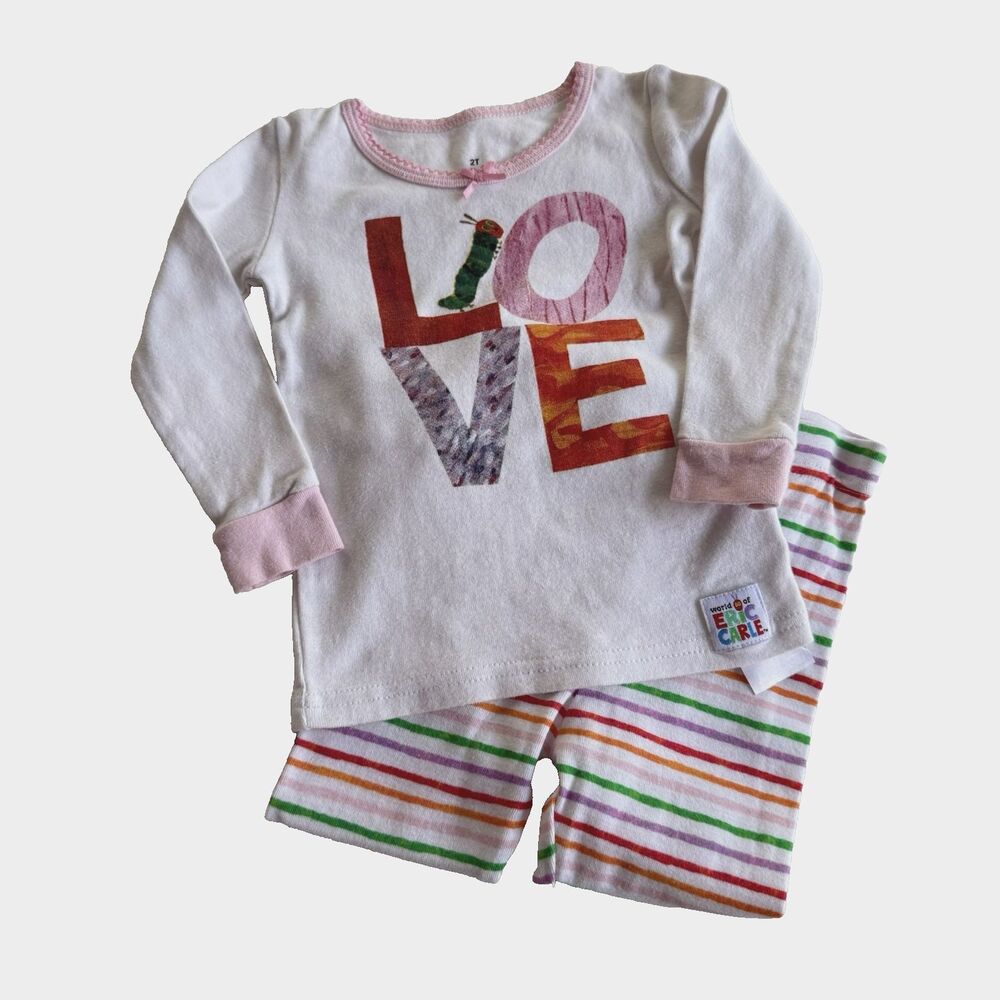 Girl's Eric Carle Pajamas Long Sleeves Pants Very Hungry Caterpillar Stripe 2T